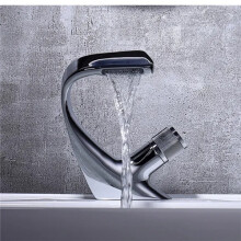 (Silver) Modern Waterfall Faucet Luxury Bathroom Sink Taps