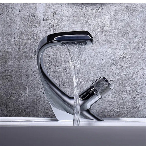 (Silver) Modern Waterfall Faucet Luxury Bathroom Sink Taps