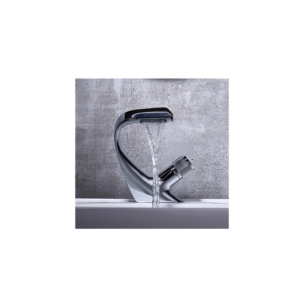 (Silver) Modern Waterfall Faucet Luxury Bathroom Sink Taps