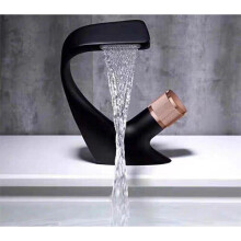 (Black & Rose gold) Modern Waterfall Faucet Luxury Bathroom Sink Taps