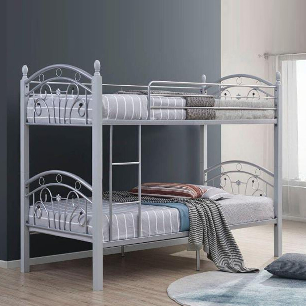 (Grey) Children's Metal Bunk Bed 3 Colors