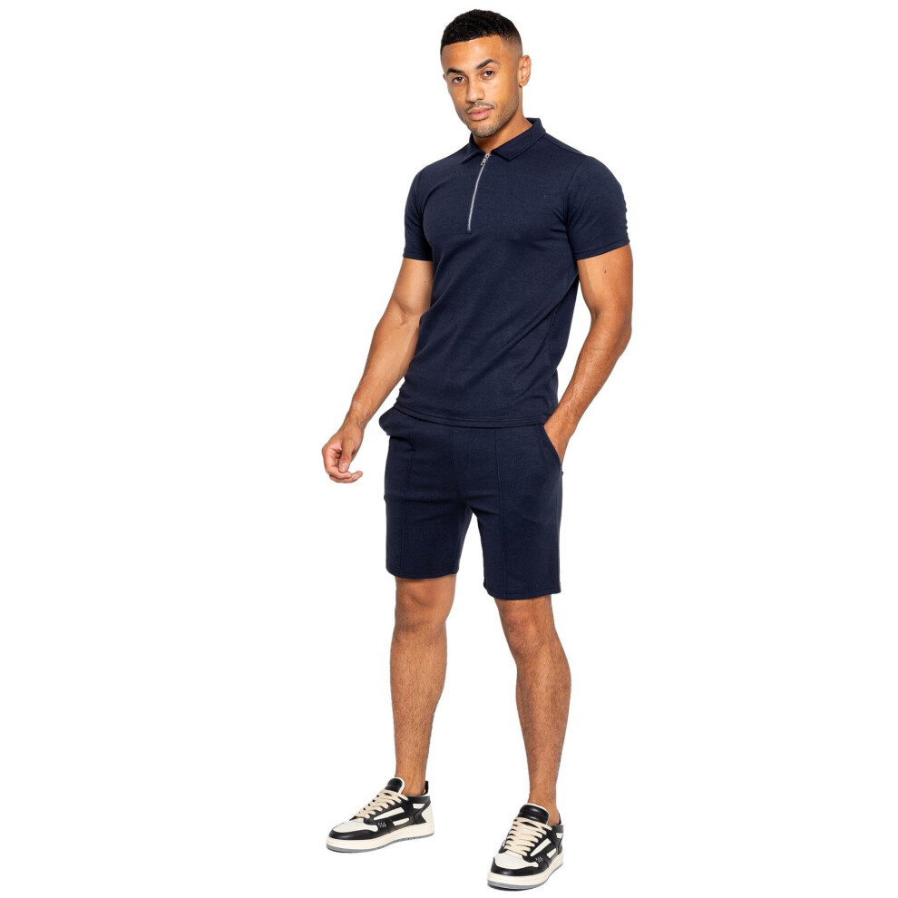 (XL, Navy) Enzo Mens Polo Tracksuit Set