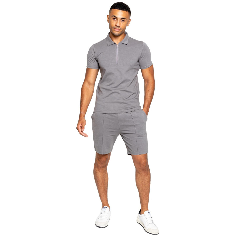 (XL, Grey) Enzo Mens Polo Tracksuit Set