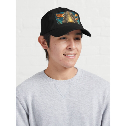 Unisex Strapback Dad Hat Baseball Cap Dmt psychedelic trippy sacred geometry, hyperbolic geometry patterned, bright colours vaperwave 2