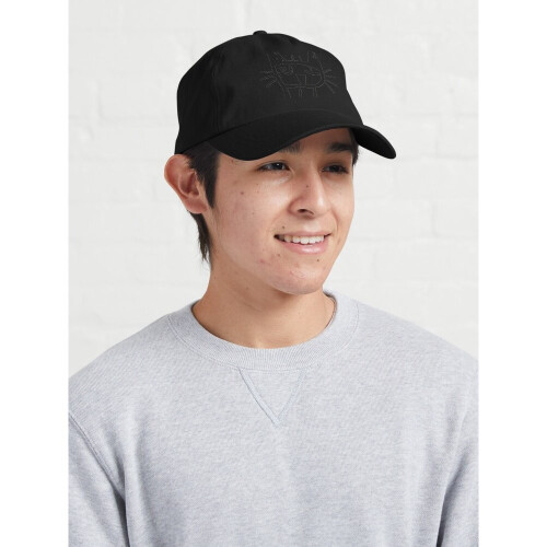 Unisex Strapback Dad Hat Baseball Cap Cat Drawn by a 5 Years Old Kid 2
