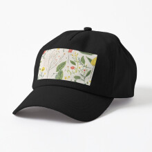 Unisex Strapback Dad Hat Baseball Cap Botanical Set With Pretty Colors: Green Leaves Vibrant Flowers