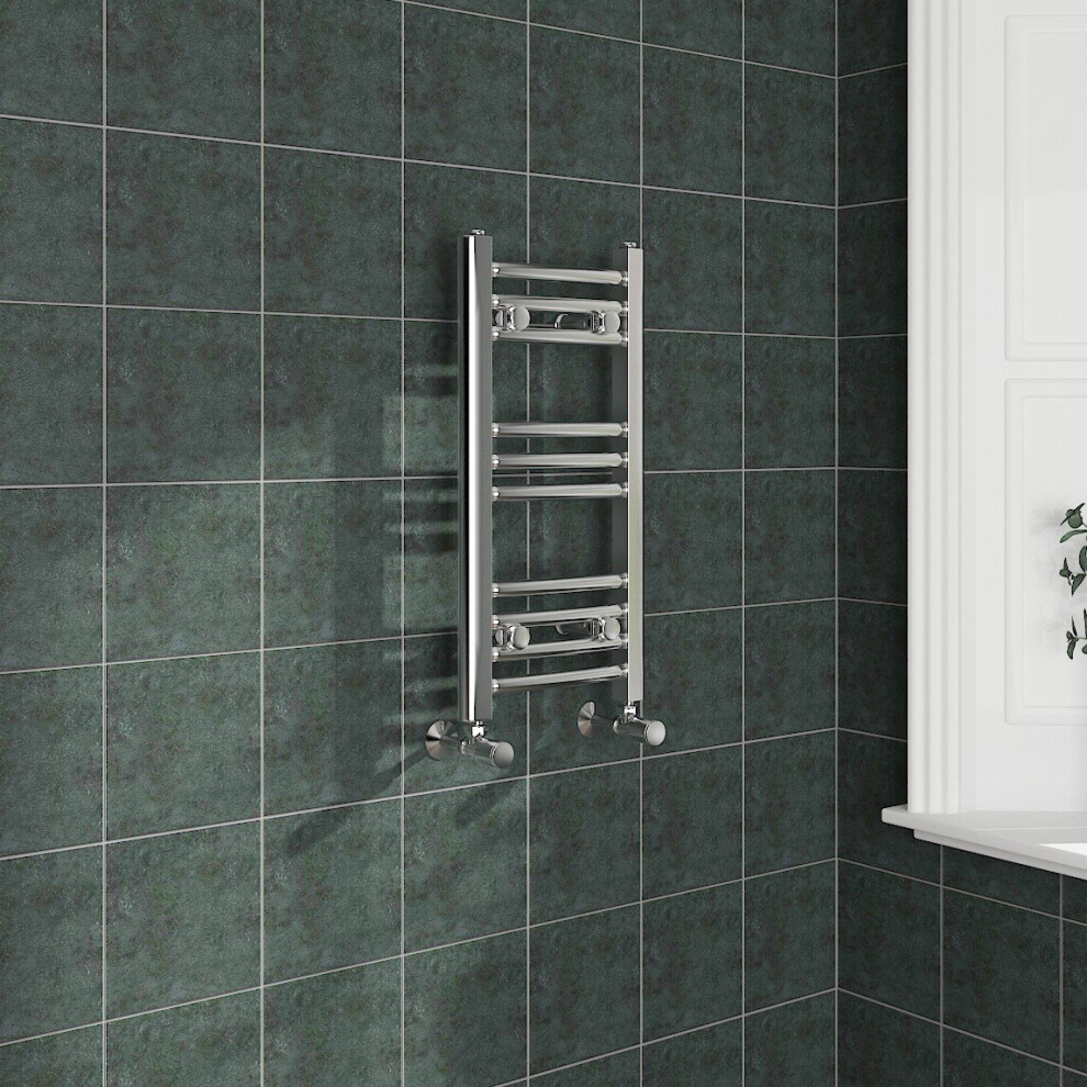 Nrg (600X300mm, Chrome) Curved Central Heating Towel Rail Bathroom Heated Rad Radiators Ladder Warmer