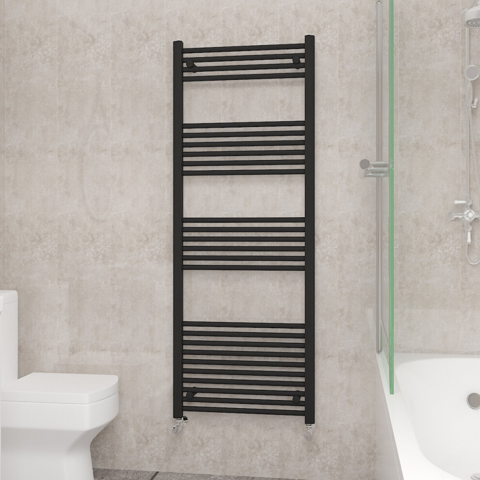 Nrg (1600X600mm, ) Straight Central Heating Towel Rail Bathroom Heated Rad Radiators Ladder Warmer Black