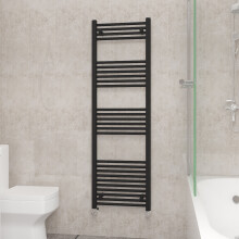 (1600x500mm, Black) NRG Straight Central Heating Towel Rail Bathroom Heated Rad Radiators Ladder Warmer