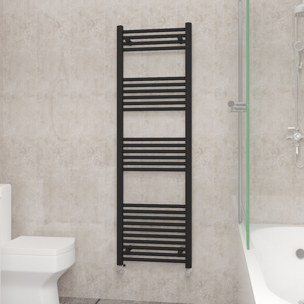 (1600x500mm, Black) NRG Straight Central Heating Towel Rail Bathroom Heated Rad Radiators Ladder Warmer
