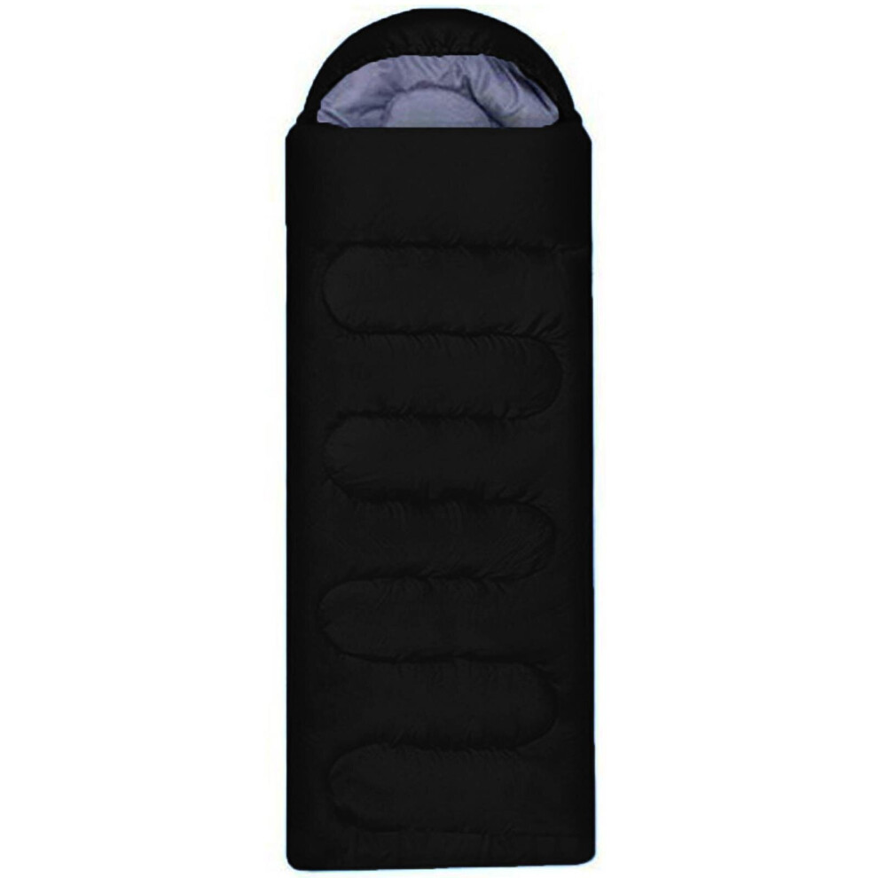 (Black) Single Sleeping Bag Rectangular 3-4 Season Camping