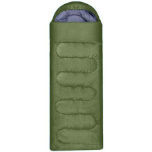 (Khaki) Single Sleeping Bag Rectangular 3-4 Season Camping