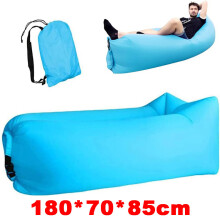 Inflatable Lounger Beach Sofa UK - No-Pump Folding Lazy Lounger Bed, 180x70x85 cm, 3 People, 280 kg, Waterproof TPU, Sky Blue