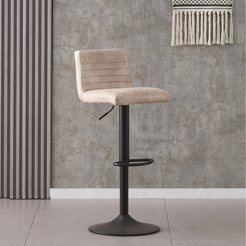 (1x BarStools, BEIGE) Swivel Bar Stools Barstools with Black Base Chairs