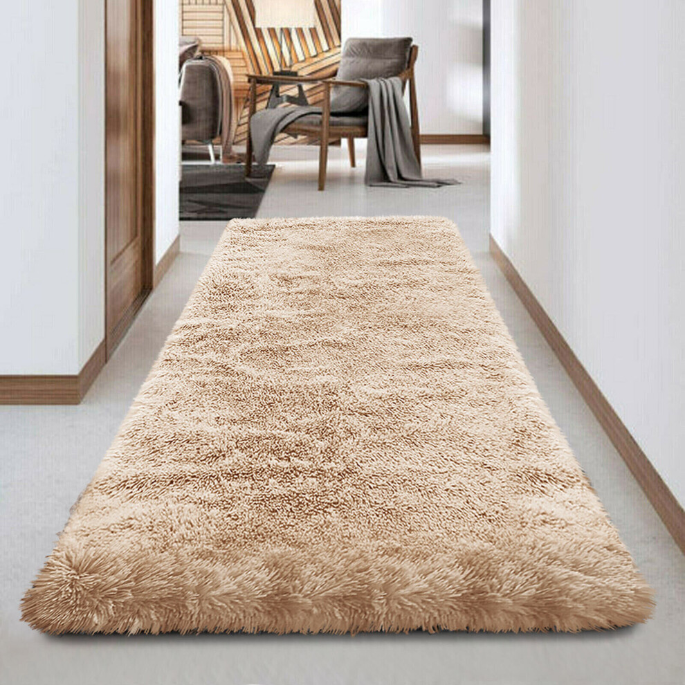 (Beige, 60 x 220 cm) Non-Slip Runner Rugs Bedroom Living Room Door Mats