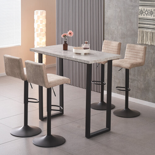 AINPECCA (4x BarStools, Suede BEIGE) Swivel Bar Chairs 2
