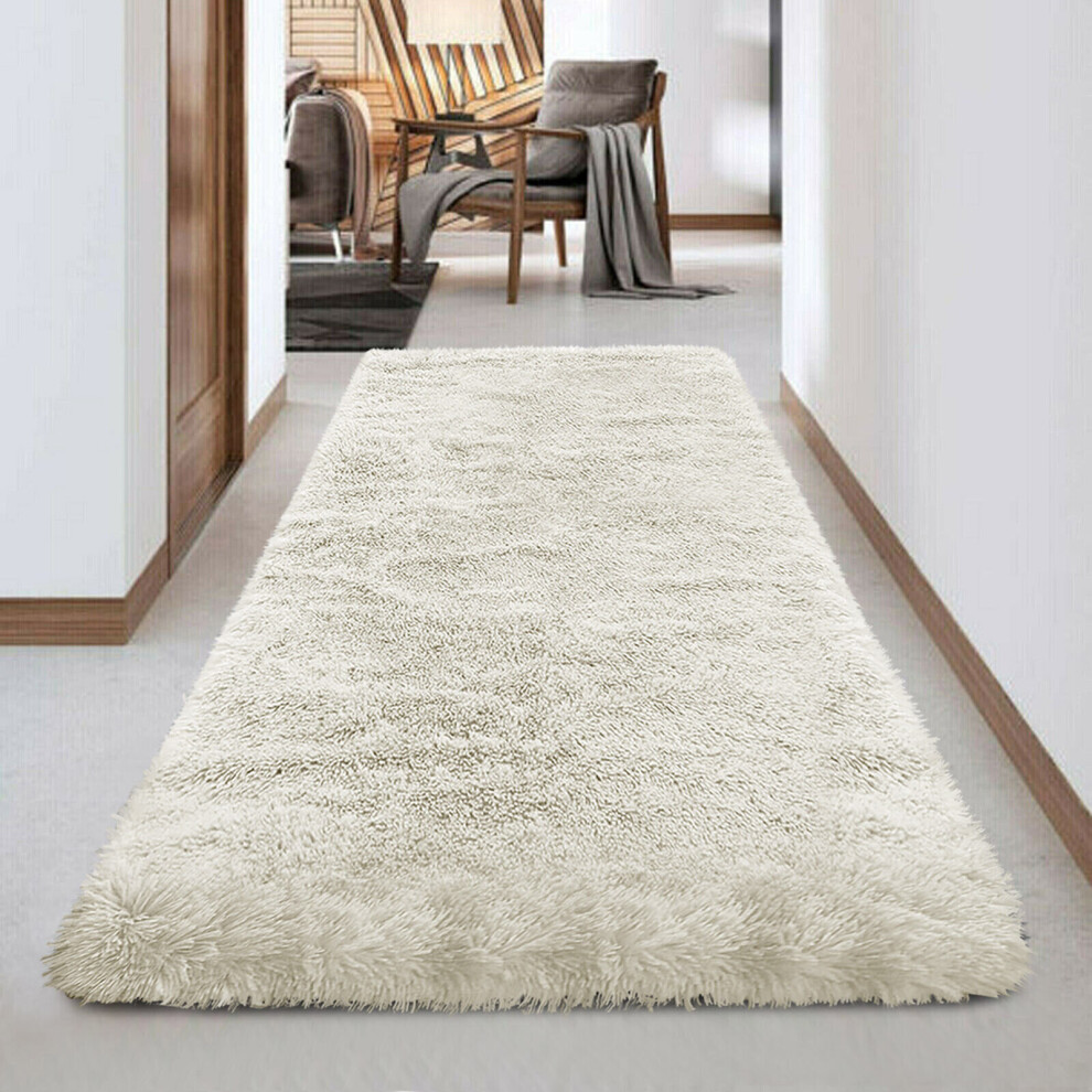 (Cream, 80 x 150 cm) Non-Slip Runner Rugs Bedroom Living Room Door Mats