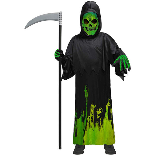 Glow in the Dark Scary Grim Reaper Costume for Kids Boys and Girls ...