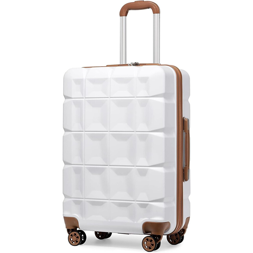 (28 inch) Kono 13/20/24/28 Inch ABS Hard Shell Travel Trolley Suitcase Check in Luggage with TSA Lock and 4 Spinner Wheels-White