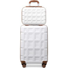 (13/20 inch) 1 Or 4 pcs 13/20/24/28 Inch ABS Hard Shell Travel Trolley Suitcase Check in Luggage with TSA Lock and 4 Spinner Wheels-White