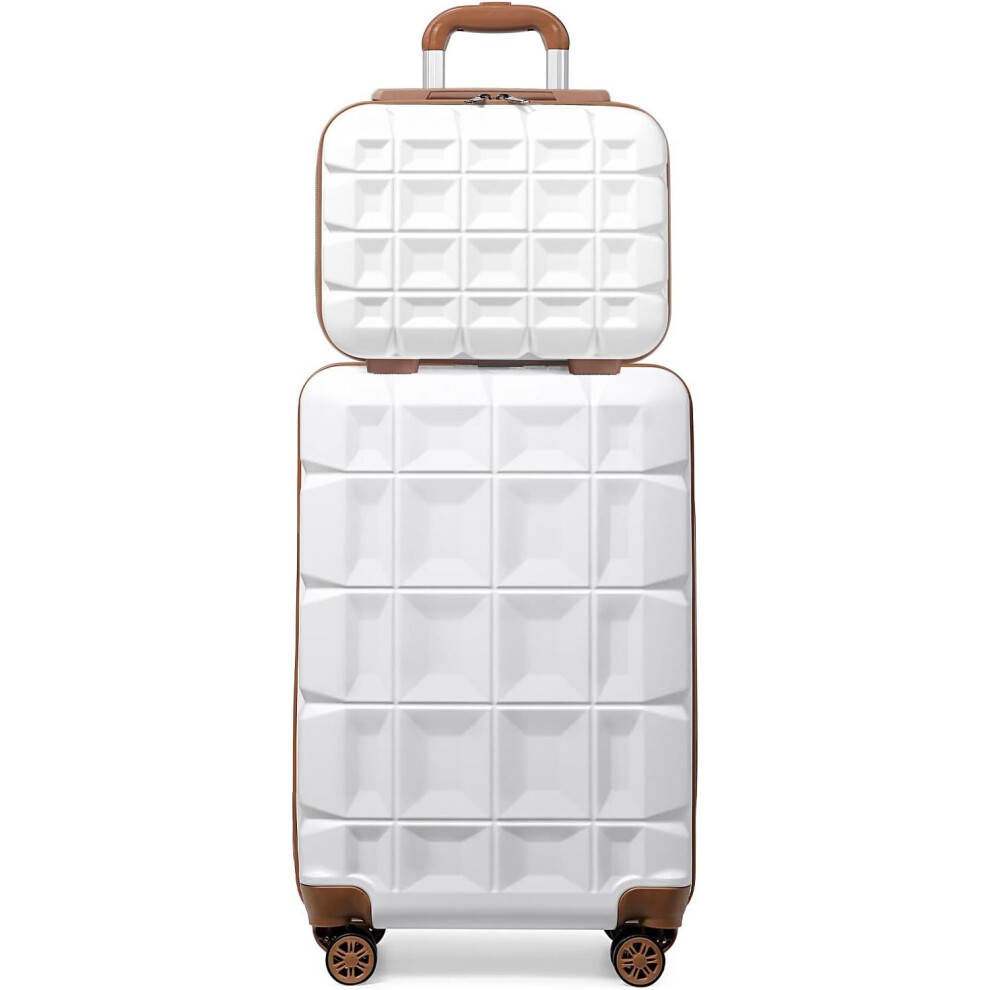 (13/20 inch) Kono 13/20/24/28 Inch ABS Hard Shell Travel Trolley Suitcase Check in Luggage with TSA Lock and 4 Spinner Wheels-White