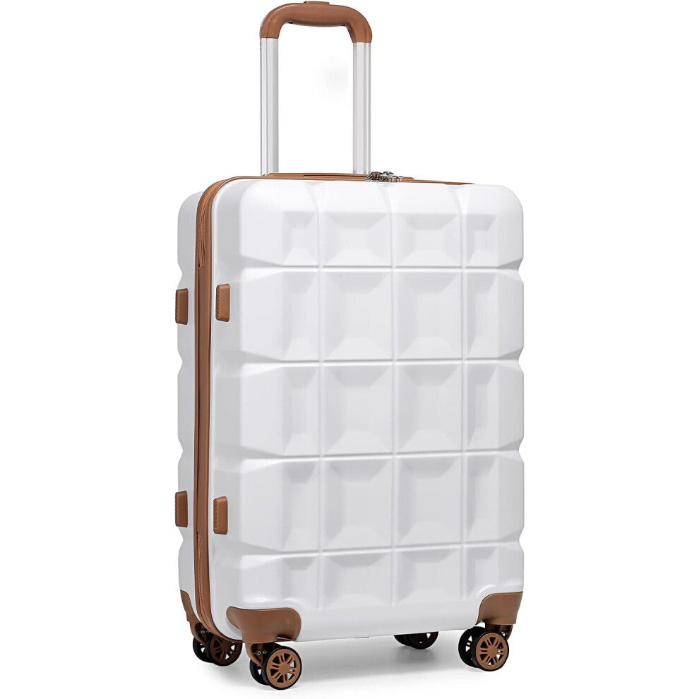 (24 inch) Kono 13/20/24/28 Inch ABS Hard Shell Travel Trolley Suitcase Check in Luggage with TSA Lock and 4 Spinner Wheels-White