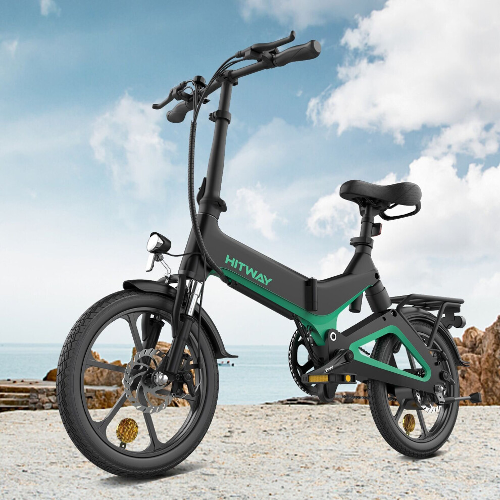 Hitway (Green) Electric Bike,16" E Bike, Up 70Km Fold Bike Green