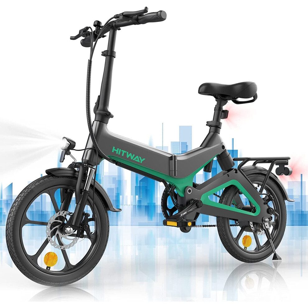 (Green) HITWAY Electric Bike 250W 16" Fold E bike, up 70KM