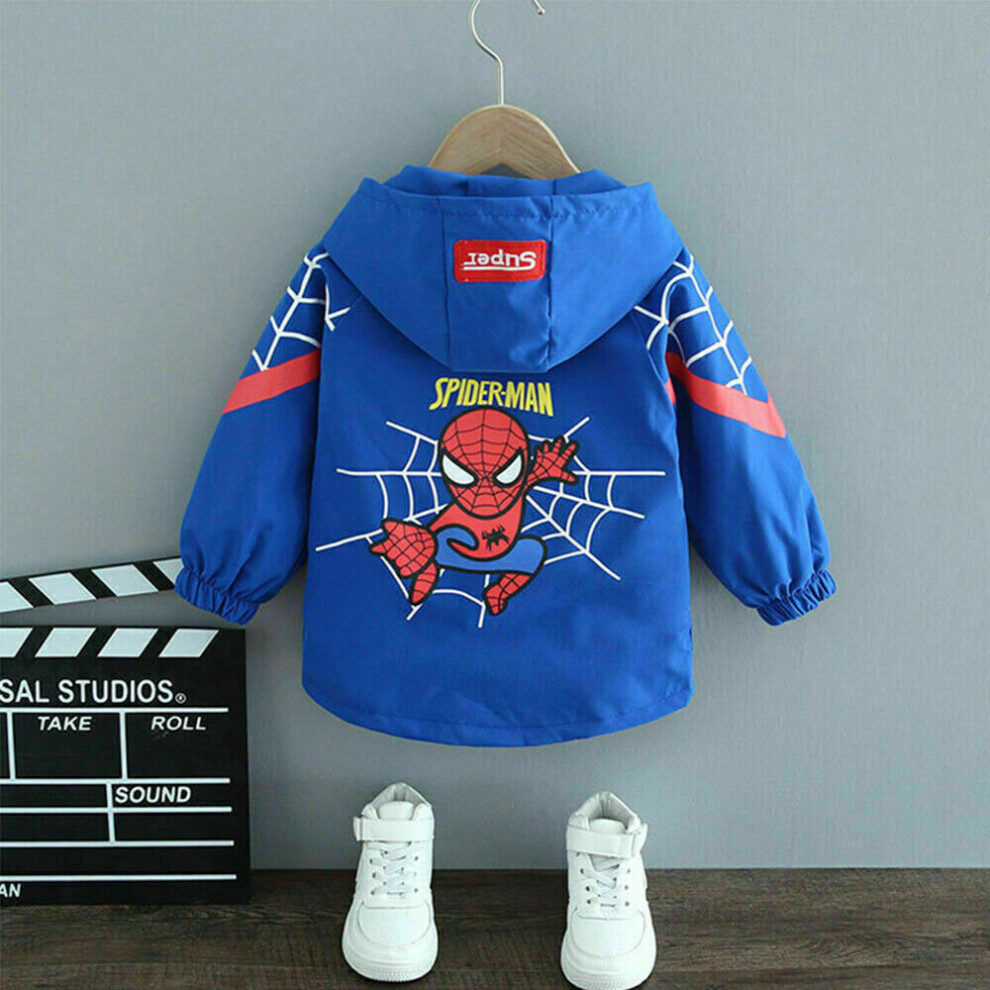 (  Blue,   120/4-5 Years) Boys Spiderman Windbreaker Jacket Spring Autumn Kids Hoodie Outerwear 1-6 Years