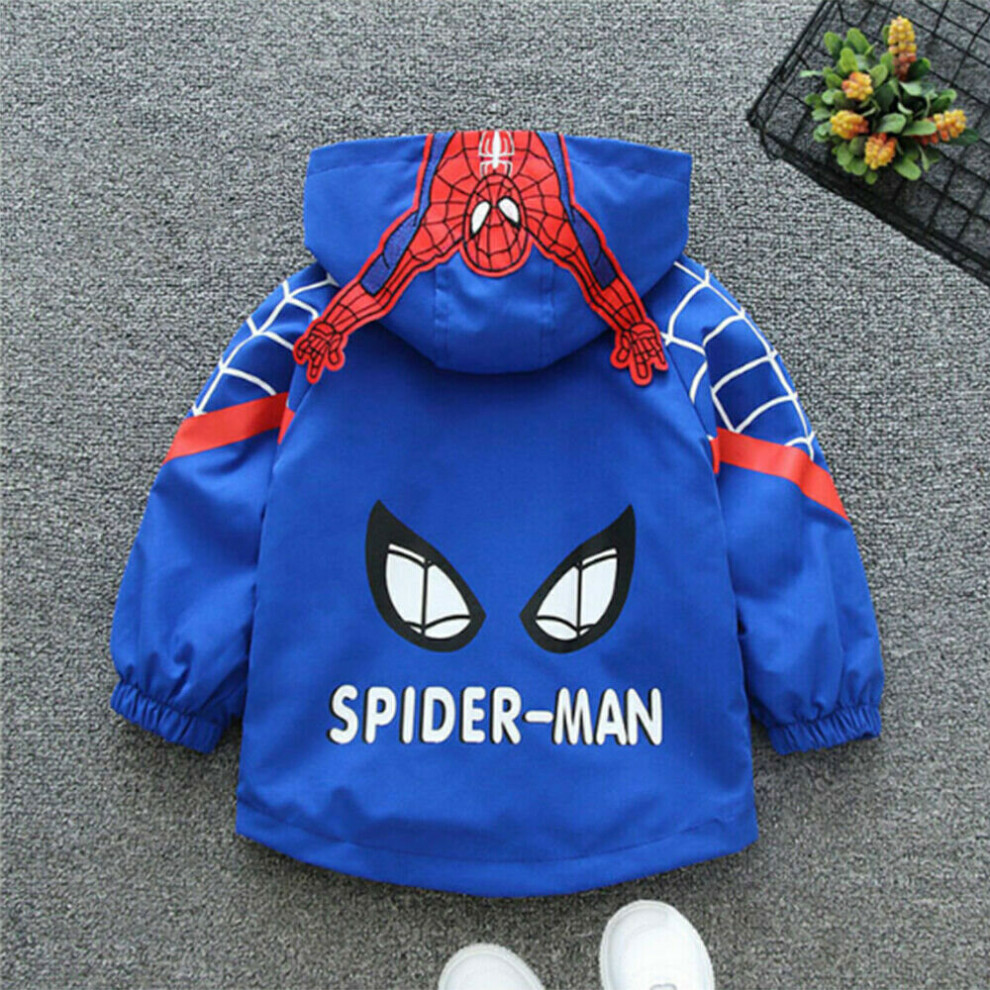 (  Blue #1,   110/3-4 Years) Boys Spiderman Windbreaker Jacket Spring Autumn Kids Hoodie Outerwear 1-6 Years