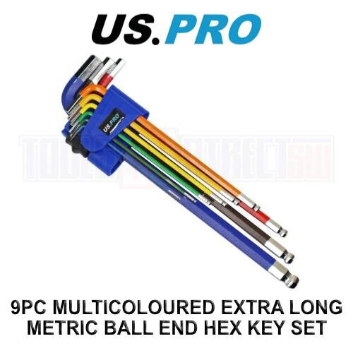 us pro US PRO Tools 9PC Multicoloured Extra Long Metric Ball End Hex Key Set 1.5 - 10mm 1634
