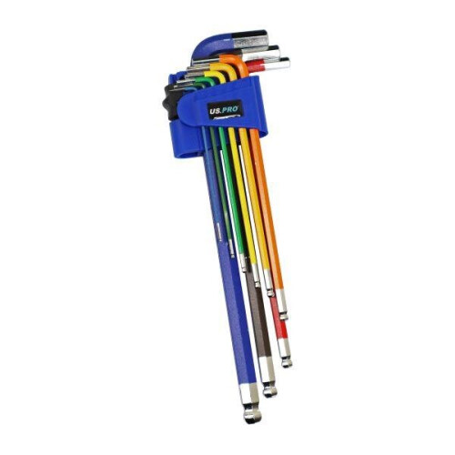 us pro US PRO Tools 9PC Multicoloured Extra Long Metric Ball End Hex Key Set 1.5 - 10mm 1634 1