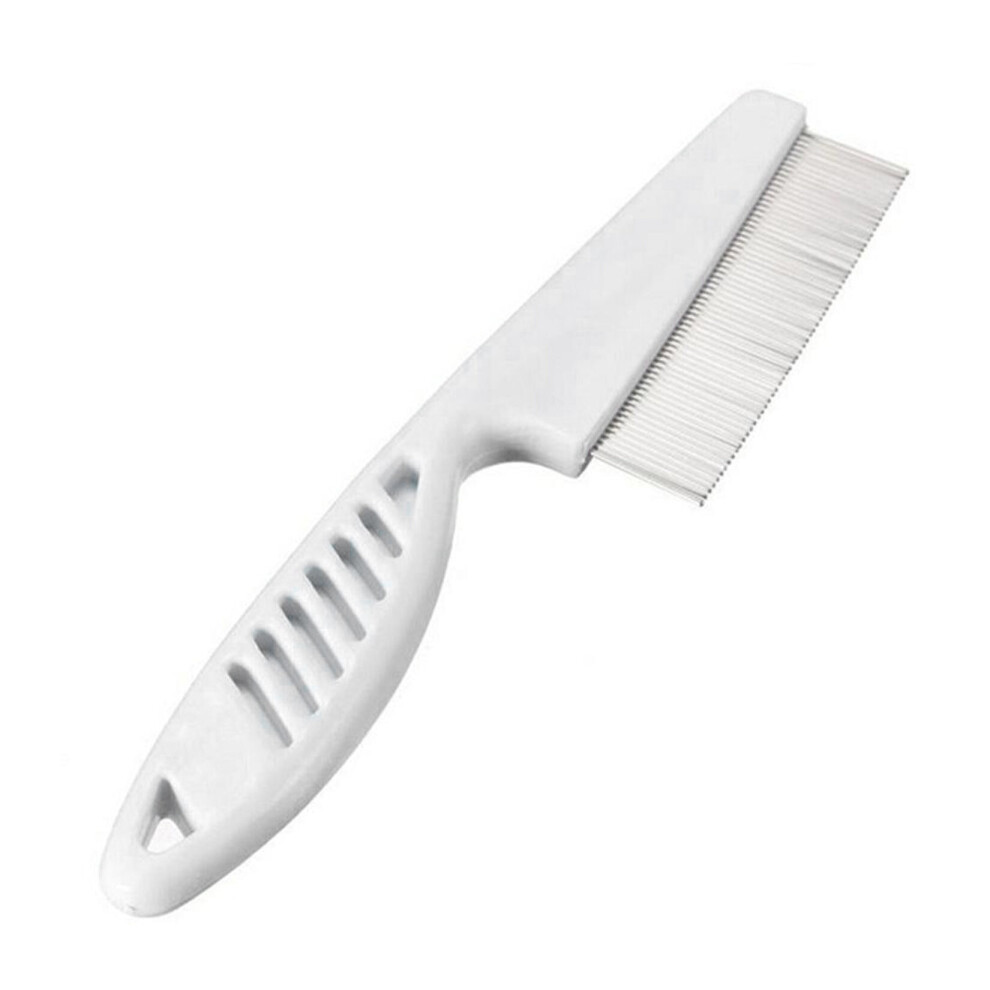 (White) Pet Hair Comb Stainless Steel Grooming Flea Comb