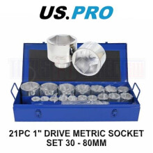 US PRO Tools 21PC 1" Drive 6 Point Metric Socket Set 30 - 80MM 3689