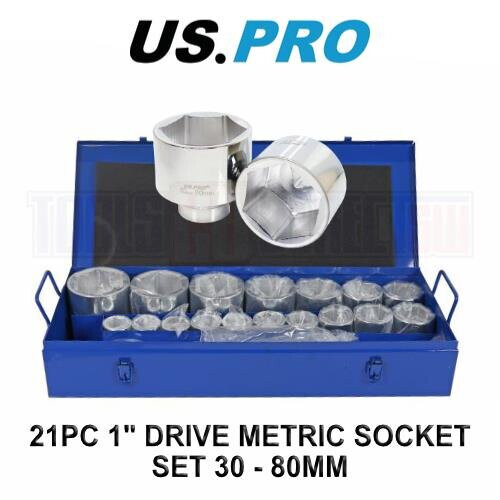 us pro US PRO Tools 21PC 1" Drive 6 Point Metric Socket Set 30 - 80MM 3689