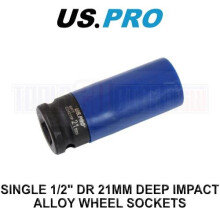 US PRO Tools Single 1/2" DR 21MM Deep Impact Alloy Wheel Socket 3760