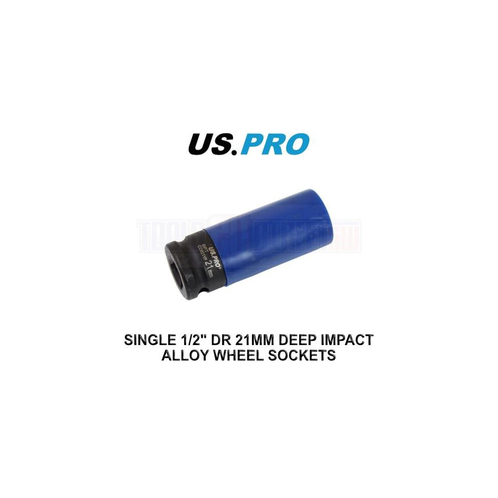 US PRO Tools Single 1/2" DR 21MM Deep Impact Alloy Wheel Socket 3760