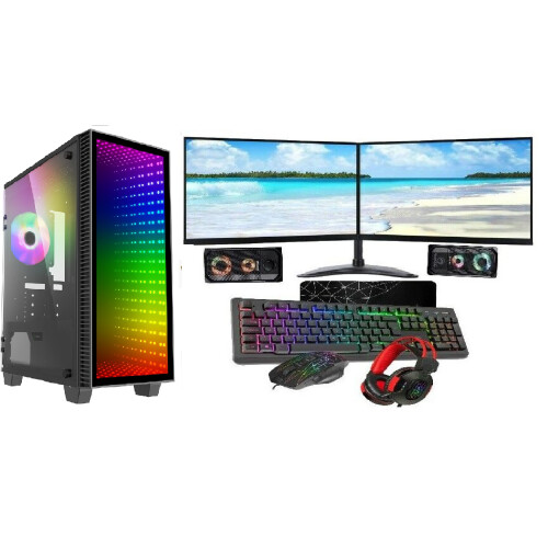 Gaming PC Core i5 16GB RAM 1TB+128GB SSD GT1030 2GB 2x22 Monitor Dual ...
