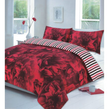 (Double, Rose Red) PRINTED DUVET COVER SET EGYPTION POLY COTTON QUILT BEDDING SET DOUBLE KING SIZE