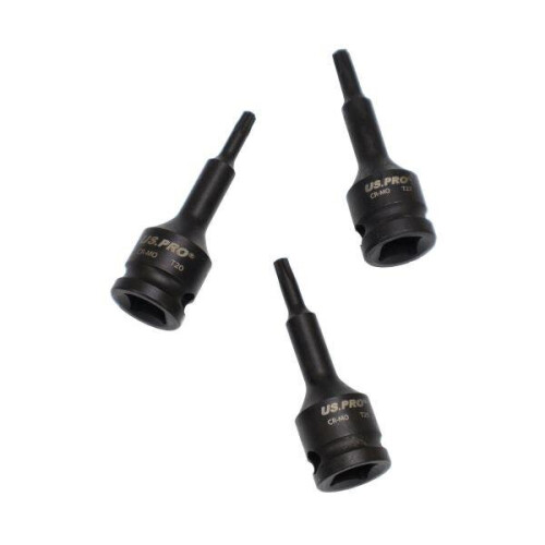 us pro US PRO Tools 7PC 3/8" DR Impact Star Torx Bit Sockets Set T20 - T50 3990 2
