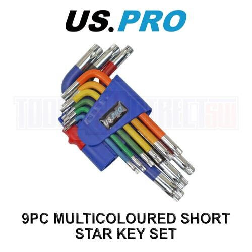 us pro US PRO Tools 9PC Multicoloured Short Star Key Set T10 - T50 1635