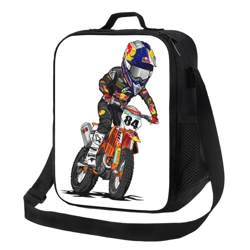 Kids Lunch Bag Motocross Rider 84 Insulated Tote Box for Girls Boys Back to School