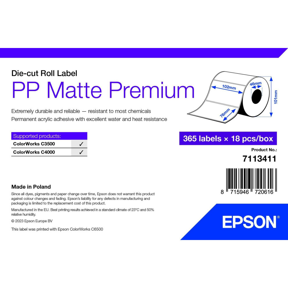 Epson Pp Matte Label Prem Die-Cut
