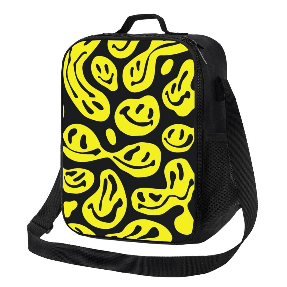 Kids Lunch Bag Yellow Melted Smiley Faces Insulated Tote Box for Girls Boys Back to School