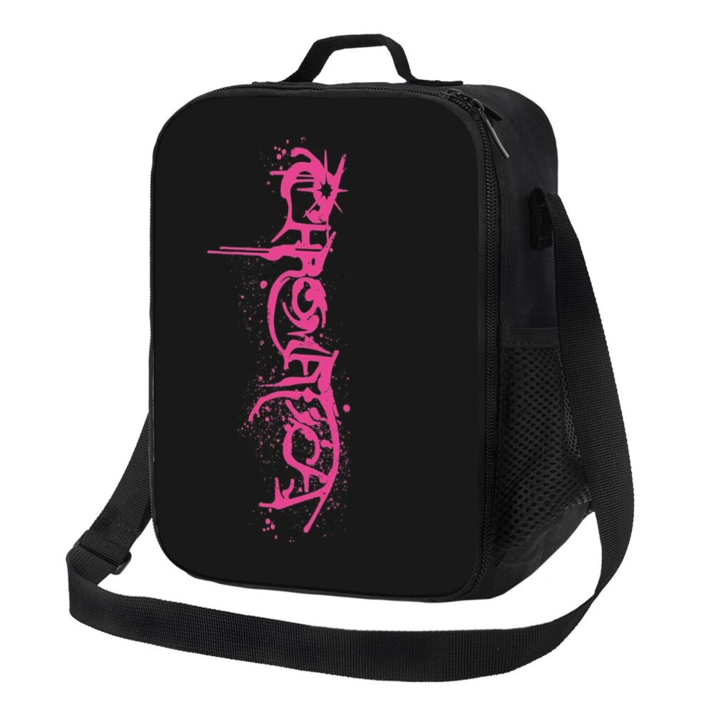 Kids Lunch Bag Lady Gaga Chromatica Logo (Pink Spray Paint On Black) Insulated Tote Box for Girls Boys Back to School