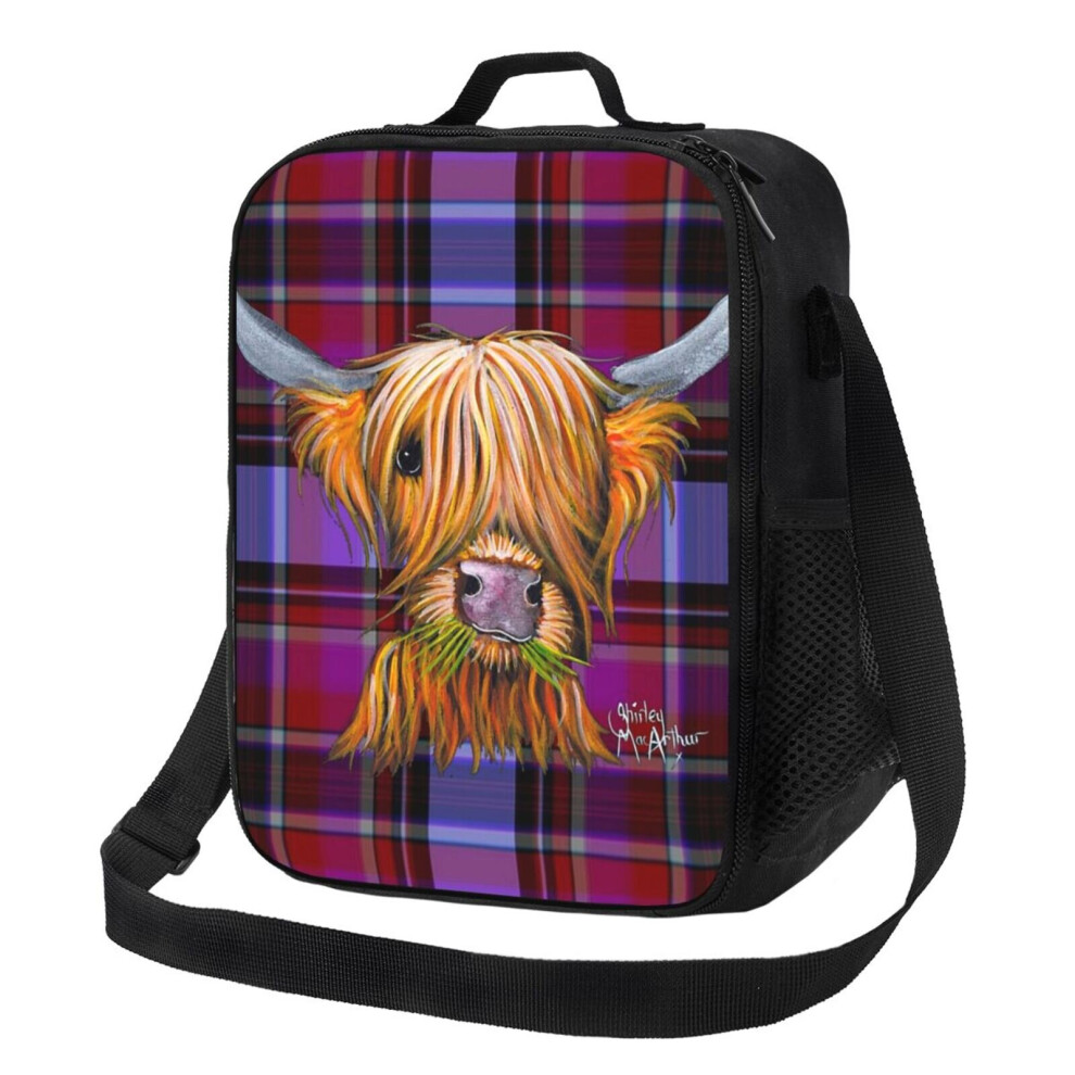 Kids Lunch Bag SCoTTiSH HiGHLaND CoW ' TaRTaN LiTTLe ViKiNG P ' By SHiRLeY MacARTHuR Insulated Tote Box for Girls Boys Back to School