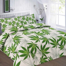 (King, Green ) Cannabis Marijuana Leaf Weed Green Print Duvet Cover and Pillowcase Bedding Set