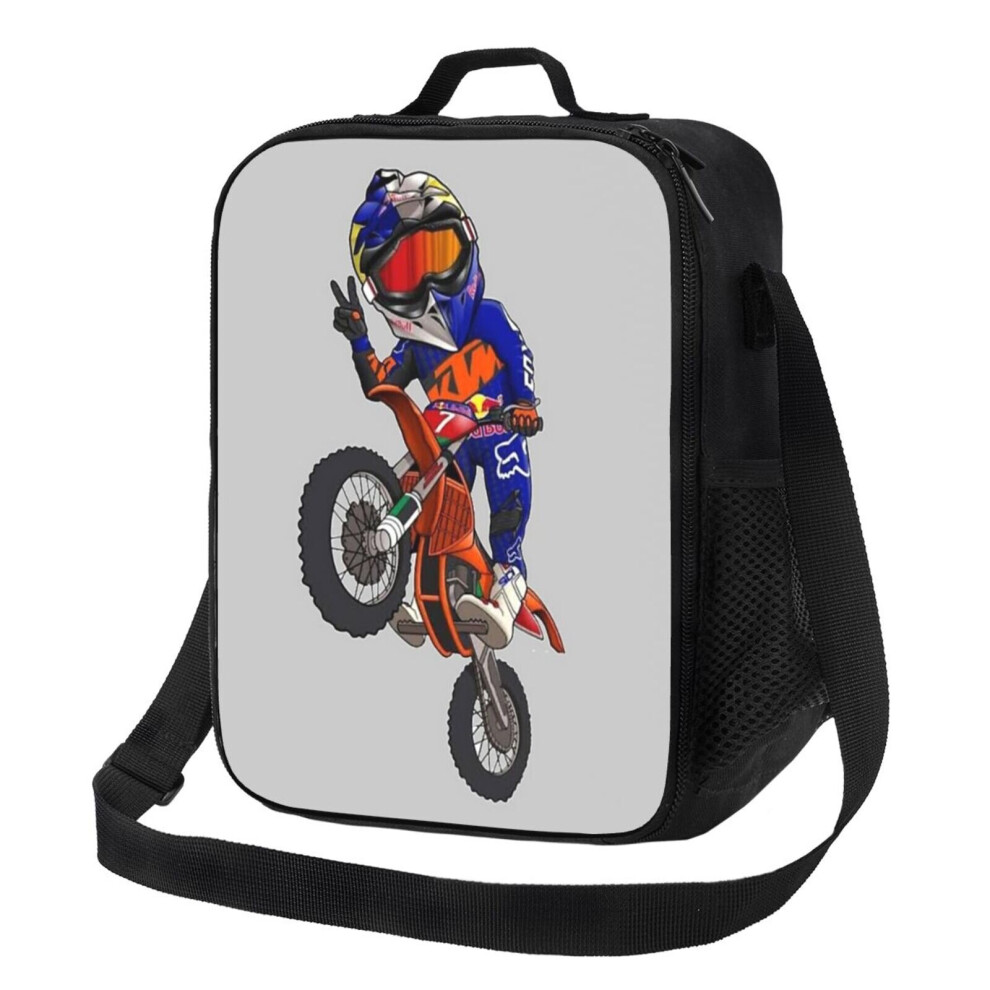 Kids Lunch Bag Motocross Rider Insulated Tote Box for Girls Boys Back to School