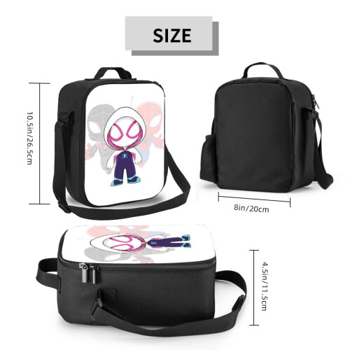 Kids Lunch Bag Spidey And Friends Gwen Little Spider Ghost, Baby Spidey Girl, Grl Pwr Cartoon Spider Insulated Tote Box for Girls Boys Back to School 1