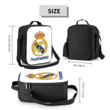 Real Madrid Kids Lunch Bag by BearLad - Insulated 3D Design Tote with Side Pocket, Adjustable Strap, Keeps Meals Fresh for School